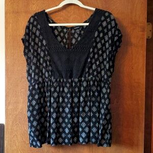 Cinched Waist V-neck Top